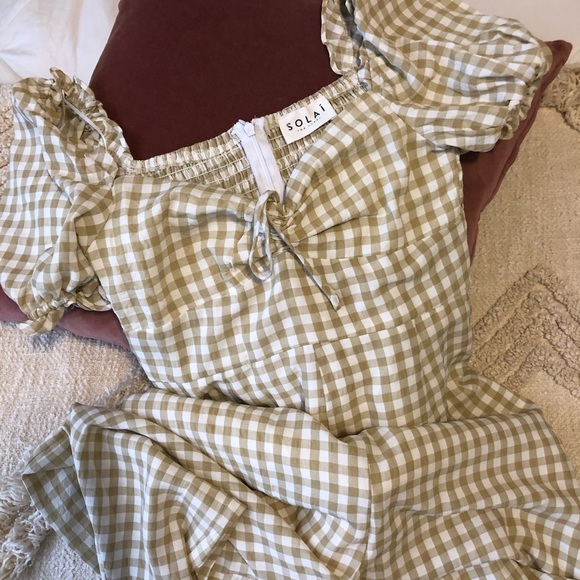 Frankie Plaid Jumpsuit in Taupe - SOLAÍ THE LABEL - Picture 4 of 6